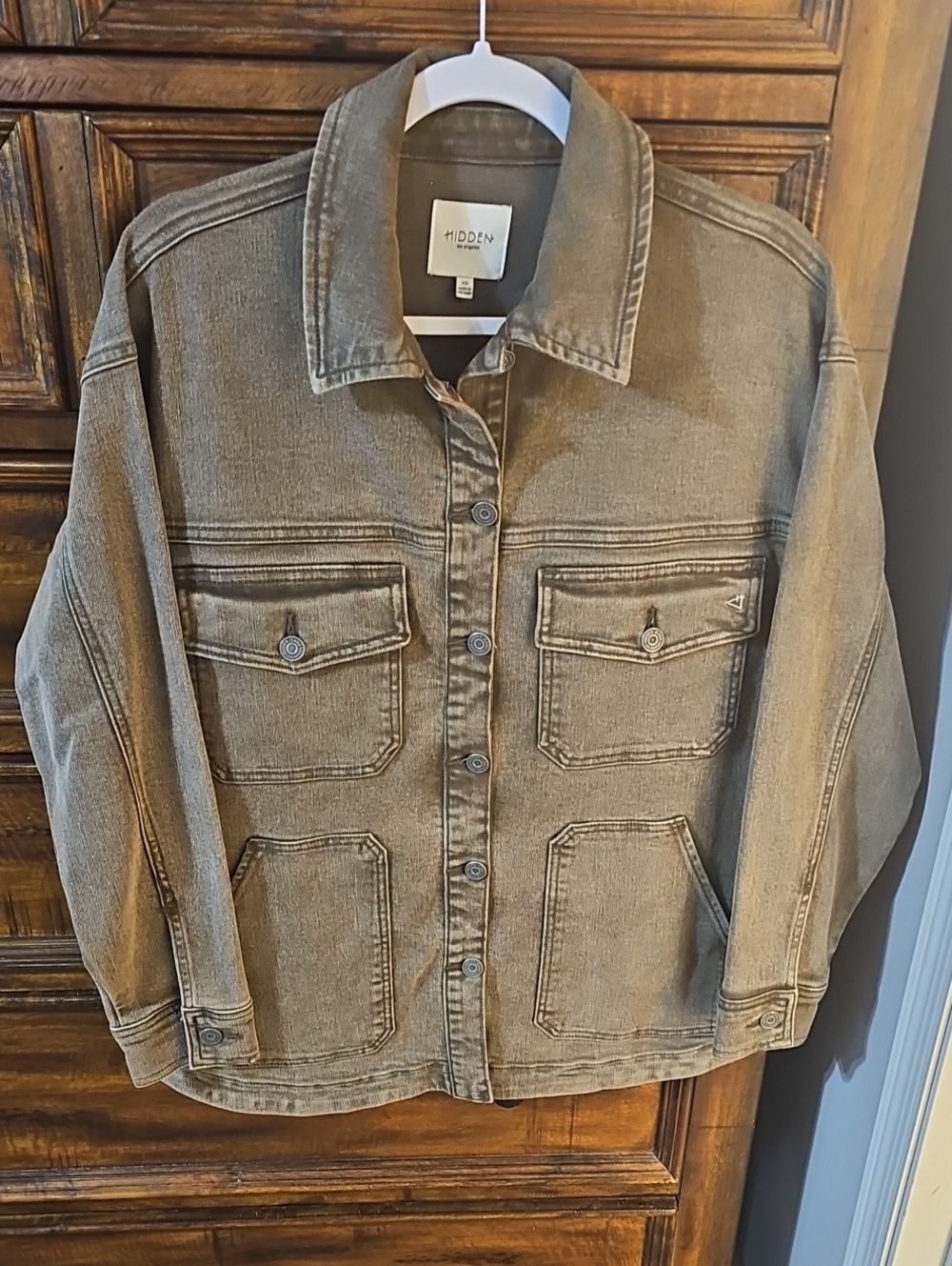 HIDDEN nwots Womens XS Brown Denim Jacket, Long! Great For FALL!!